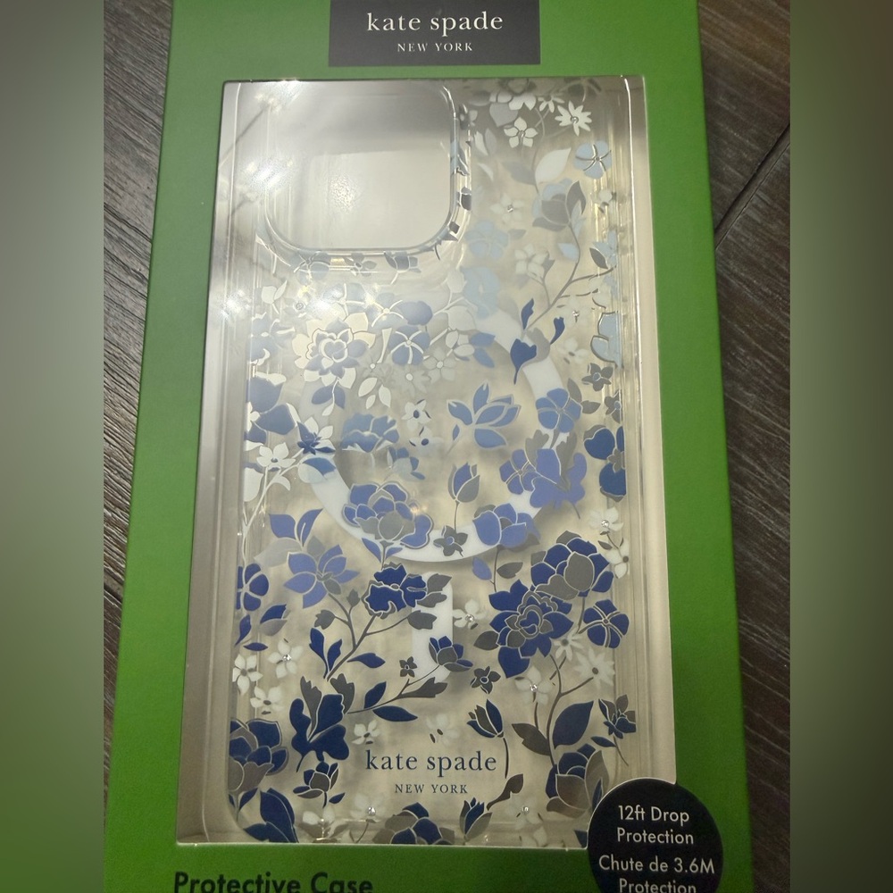 New in box iPhone 16 ProMax Kate Spade Blue Floral Protective Phone Case